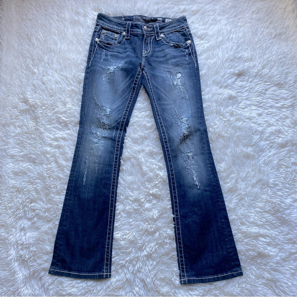 Miss Me Slim Boot Distressed Jeans 26 - Picture 1 of 8